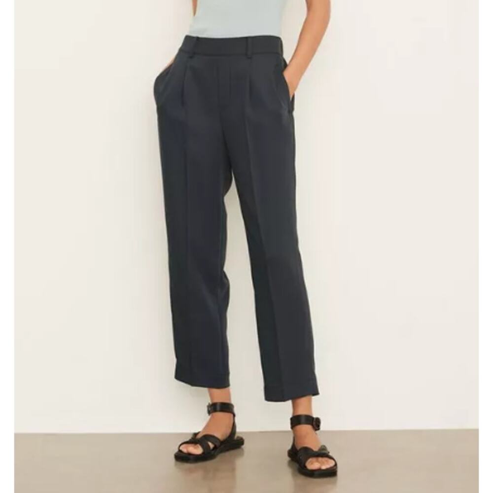 VINCE Mid-Rise Tapered Pull-On Pants Ankle Straight Wide Leg Trouser, Black - Picture 15 of 15